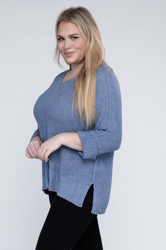 Plus Size Crew Neck Knit Sweater