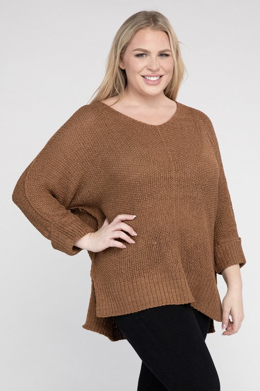 Plus Size Crew Neck Knit Sweater