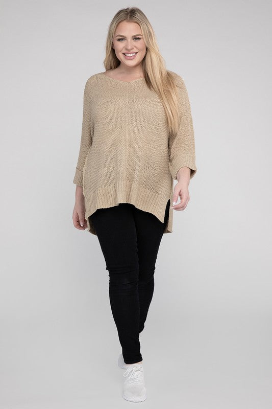 Plus Size Crew Neck Knit Sweater