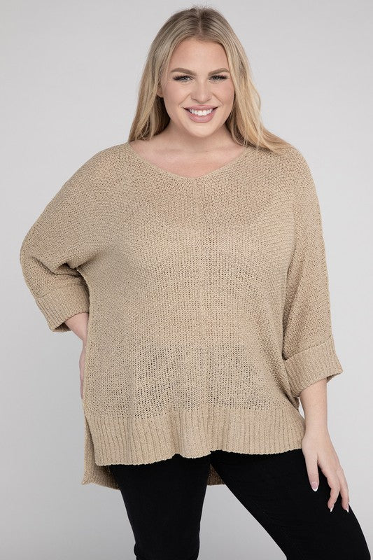 Plus Size Crew Neck Knit Sweater